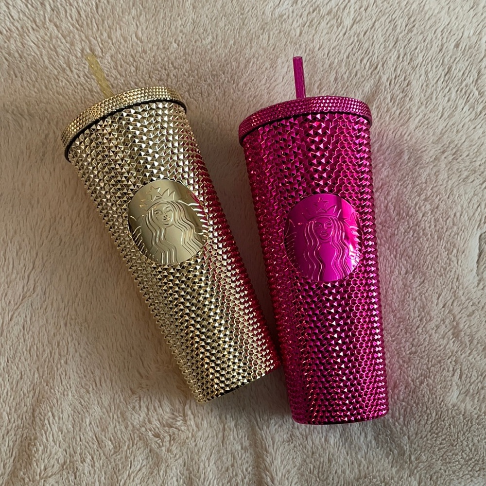 Set of Starbucks holiday studded tumblers!
